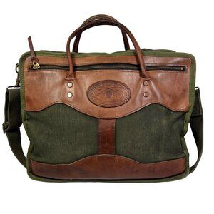 VTG Orvis Company Battenkill Leather Canvas Document Duffle Messenger Bag